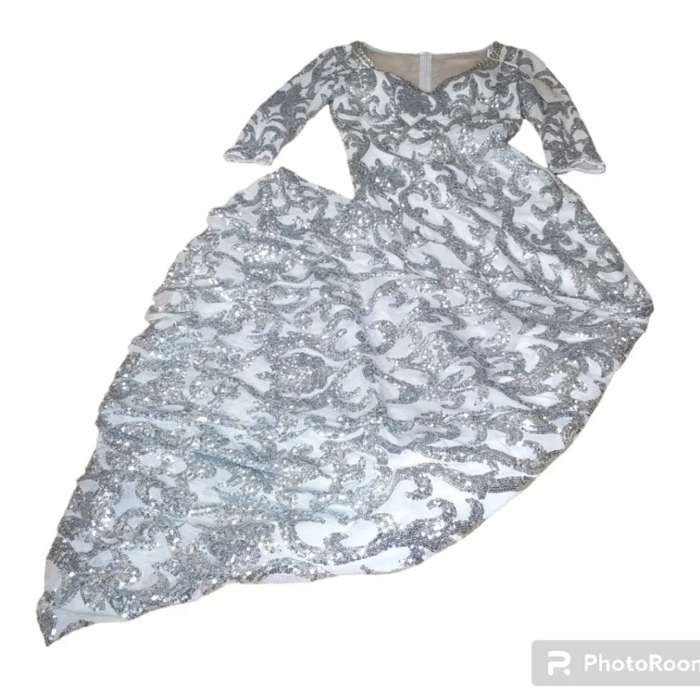 Kalinnu Formal Maxi Dress Event Prom Cocktail Party White Bling Fairy. Juniors M